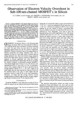 Observation of Electron Velocity Overshoot in Sub- 100-Nm-Channelmosfet’S in Silicon