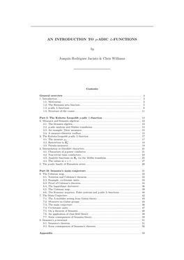 AN INTRODUCTION to P-ADIC L-FUNCTIONS