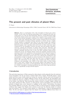 The Present and Past Climates of Planet Mars