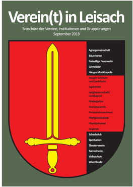 Verein(T) in Leisach Broschüre Der Vereine, Institutionen Und Gruppierungen September 2018