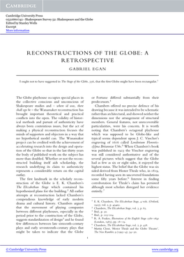 Reconstructions of the Globe: a Retrospective Gabriel Egan