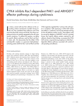 CYK4 Inhibits Rac1-Dependent PAK1 and ARHGEF7 Effector Pathways During Cytokinesis