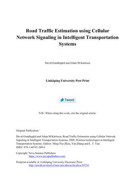 Road Traffic Estimation Using Cellular Network Signaling in Intelligent Transportation Systems