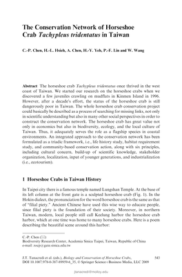 The Conservation Network of Horseshoe Crab Tachypleus Tridentatus in Taiwan