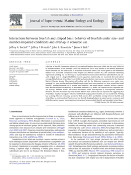 Interactions Between Bluefish and Striped Bass