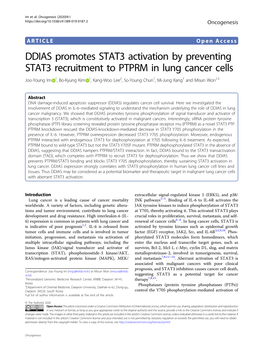 DDIAS Promotes STAT3 Activation by Preventing STAT3 Recruitment To