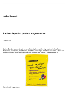 Loblaws Imperfect Produce Program on Ice