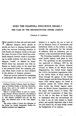 Does the Diaspora Influence Israel? ~~