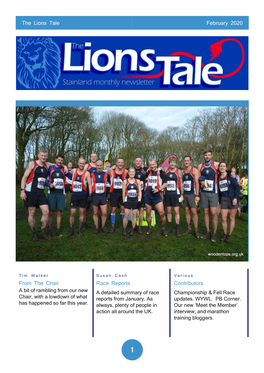 The Lions Tale February 2020 from the Chair a Bit of Rambling from Our