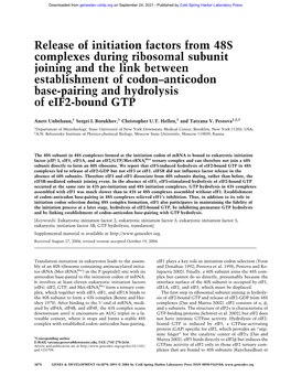 Release of Initiation Factors from 48S Complexes