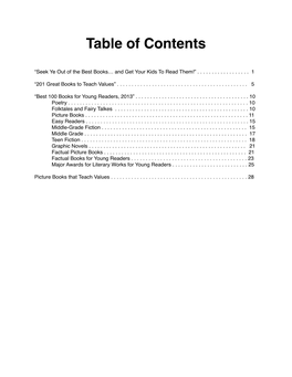 Table of Contents