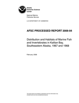Distribution and Habits of Marine Fish and Invertebrates in Katlian Bay