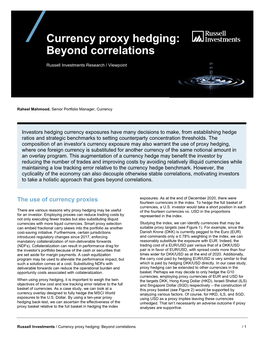 Currency Proxy Hedging: Beyond Correlations