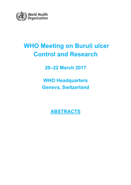 WHO Meeting on Buruli Ulcer Control and Research