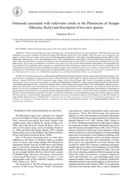 Ostracods Associated with Cold-Water Corals in the Pleistocene of Scoppo (Messina, Sicily) and Description of Two New Species