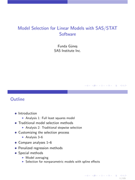 Model Selection for Linear Models with SAS/STAT Software