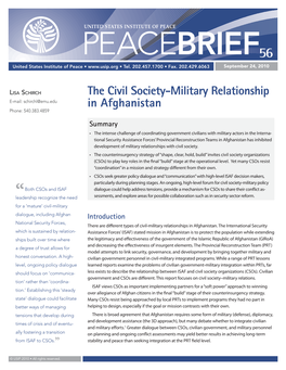 The Civil Society-Military Relationship in Afghanistan