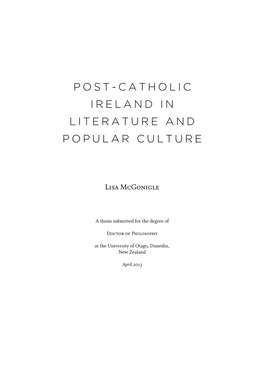 Post-Catholic Ireland in Literature and Popular Culture