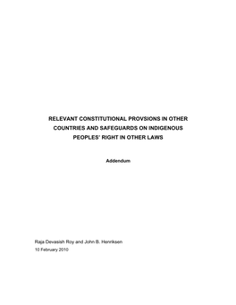 Relevant Constitutional Provsions in Other Countries and Safeguards on Indigenous Peoples’ Right in Other Laws