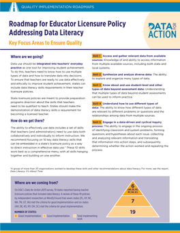 Roadmap for Educator Licensure Policy Addressing Data Literacy Key Focus Areas to Ensure Quality