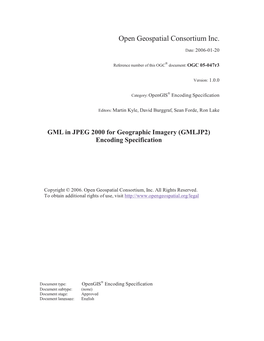 GML in JPEG 2000 for Geographic Imagery (GMLJP2) Encoding Specification