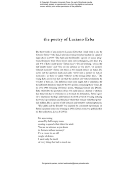 The Poetry of Luciano Erba