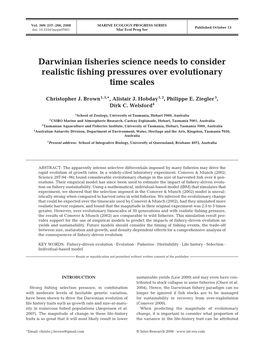 Darwinian Fisheries Science Needs to Consider Realistic Fishing Pressures Over Evolutionary Time Scales