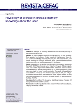 Physiology of Exercise in Orofacial Motricity: Knowledge About the Issue