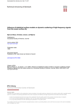 Influence of Statistical Surface Models on Dynamic Scattering of High-Frequency Signals from the Ocean Surface (A)