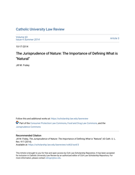 The Jurisprudence of Nature: the Importance of Defining What Is 