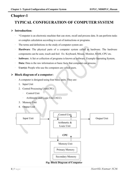 Chapter-1 TYPICAL CONFIGURATION of COMPUTER SYSTEM