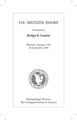 O.E. Meinzer Award