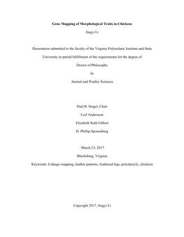 Gene Mapping of Morphological Traits in Chickens