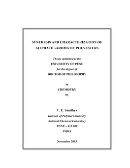 Synthesis and Characterization of Aliphatic-Aromatic Polyesters