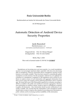 Automatic Detection of Android Device Security Properties