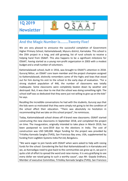 1Q 2019 Newsletter