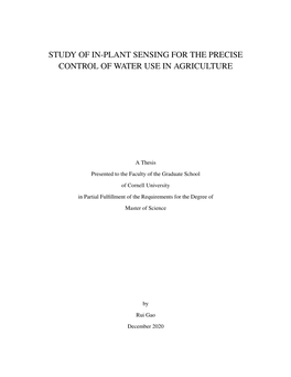 Study of In-Plant Sensing for the Precise Control of Water Use in Agriculture