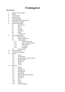 Trainingsleer Inhoudsopgave