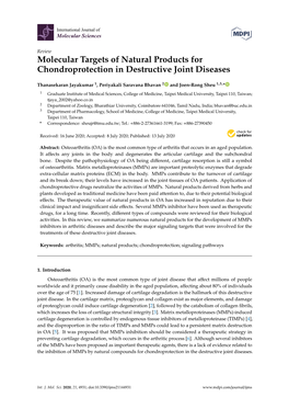 Molecular Targets of Natural Products for Chondroprotection in Destructive Joint Diseases