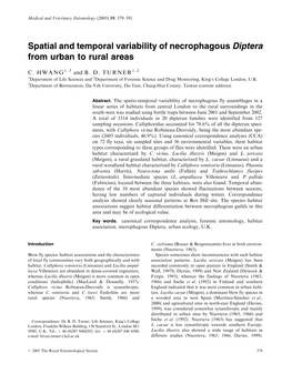 Spatial and Temporal Variability of Necrophagous Diptera from Urban to Rural Areas
