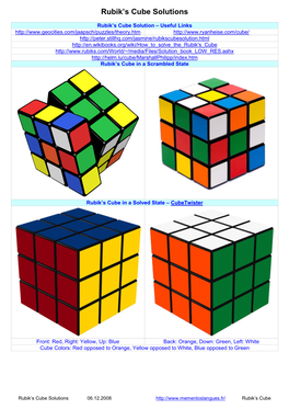 Rubik's Cube Solutions