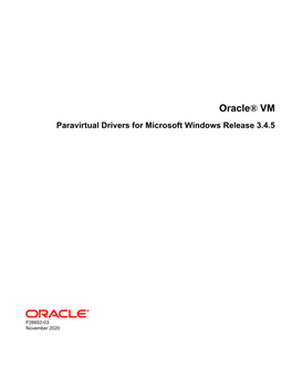 Oracle® VM Paravirtual Drivers for Microsoft Windows Release 3.4.5