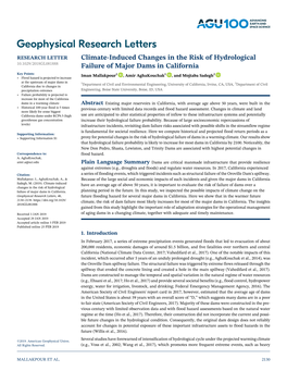 Climate-Induced Changes in the Risk of Hydrological Failure of Major