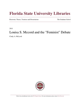 Louisa S. Mccord and the "Feminist" Debate Cindy A