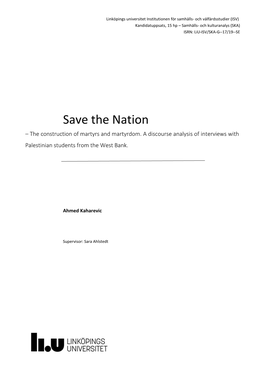 Save the Nation – the Construction of Martyrs and Martyrdom