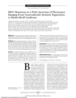 BBS1 Mutations in a Wide Spectrum of Phenotypes Ranging from Nonsyndromic Retinitis Pigmentosa to Bardet-Biedl Syndrome