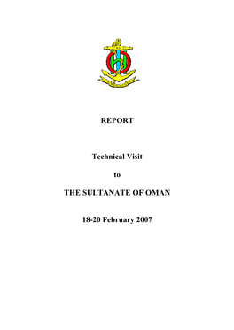 REPORT Technical Visit to the SULTANATE of OMAN 18-20