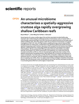 An Unusual Microbiome Characterises a Spatially-Aggressive Crustose Alga Rapidly Overgrowing Shallow Caribbean Reefs