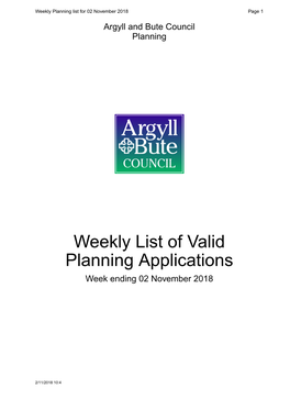 Weekly List of Valid Planning Applications 2Nd November 2018.Pdf