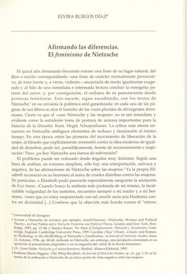 Afirmando Las Diferencias. El Feminismo De Nietzsche